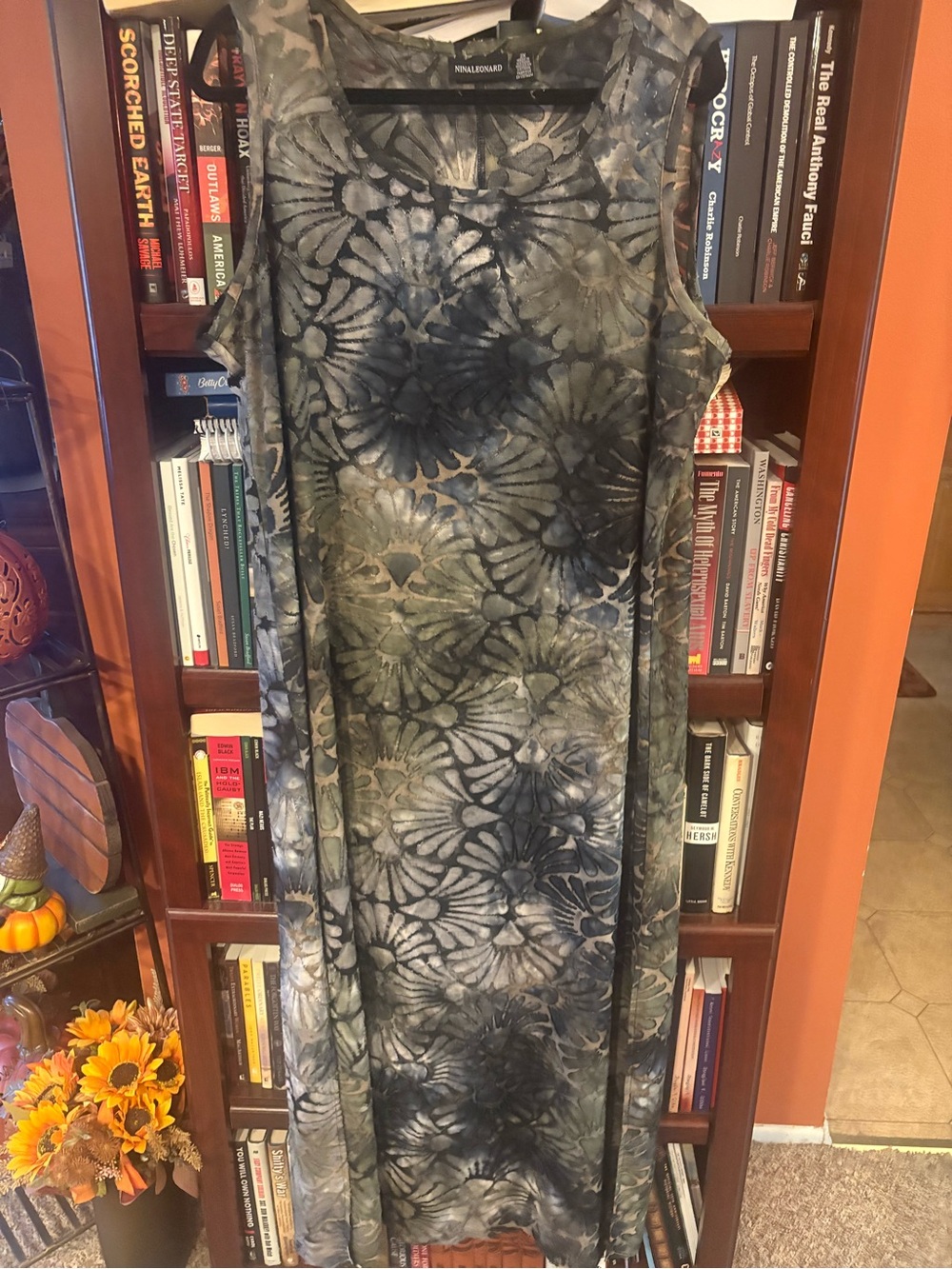 Nina Leonard Black Floral Maxi Dress